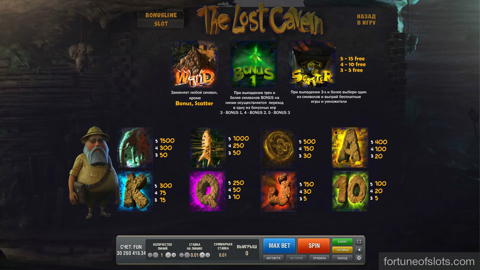 Игровые автоматы Lost Cavern